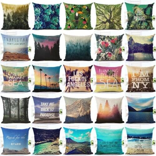 HGLEGYW Pillow Scenery Cover Home Decor Plants Linen & Case Pattern Cushion Standard