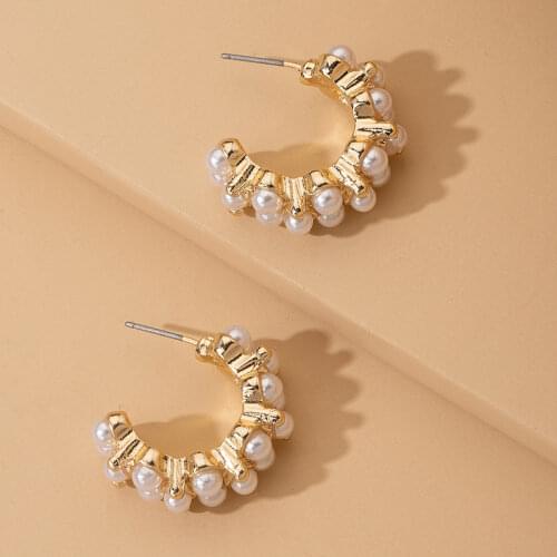 New Fashion Vintage Japan Korean Hoop Earrings For Women Handmade Sweet Simulated Pearl Circle Jewelry Pendientes Gifts