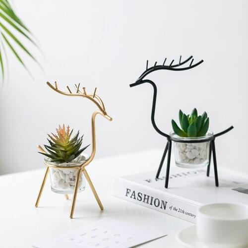 Northern Europe Iron Elk Flowerpot Planter ornament Creative Garden Flower Pot Candle Holder D241