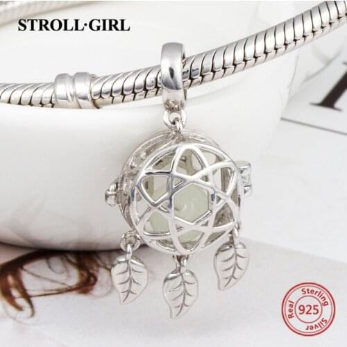 Fine 100% 925 Sterling Silver Charms Dreamcatcher Glowing Beads Fit Authentic European Bracelet Fine Jewelry Free Shipping