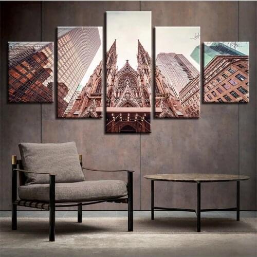 ST. PATRICKS CATHEDRAL 5 Piece Wall Art Pop Art Print on Canvas Oil Painting For Home Decor Poster Wholesale
