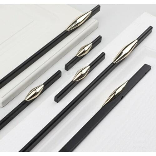 New Style Light Luxury Wardrobe Door Handle Nordic Simple Cabinet Drawer Furniture Black Gold Handle Door Knobs and Handles