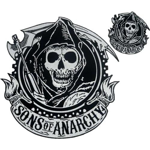 SON OF ANARCHY SOA LARGE Patch Embroidered Applique Sewing Label punk biker Patches Clothes Stickers Apparel Accessories Badge