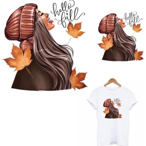 Beautiful Girl Iron On Heat Transfer For Clothing Women T-Shirt Thermal Sticker Happy Life Patches For Clothing Accessory