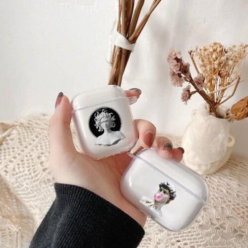 Retro Art Line Sculpture TPU silicone bluetooth Airpod Case For Airpods 2 Airpods1 Airpods pro 3 black TPU soft cover