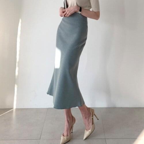 Office Ladies Bodycon High-waist Slim Fit Skirts Simple Solid All Match Elegant Femme Faldas Feminino Sexy Vintage Jupe Summer