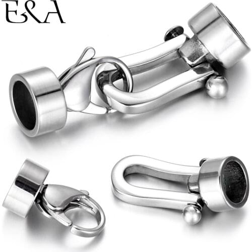 Stainless Steel Bayonet Clasp Hole 8mm Lobster Clasp End Hook DIY Leather Bracelet Connector Jewelry Making Supplies Wholesale