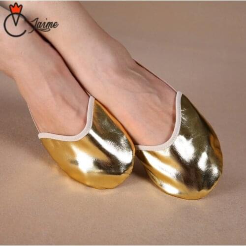 Belly dance fitness exercise shoes Dancewear Ballet Flats Belly Dance Practice Shoes Pads Gold Half Shoes for Women