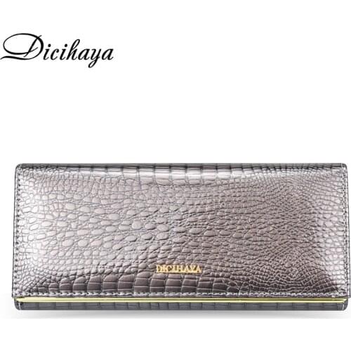 DICIHAYA Genuine Leather Women Wallet Magnetic Hasp Female Long Purse Ladies Coin Purses Fashion Wallets Womens Money walet