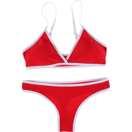 Women Swimwear Beach Bikini Set Push-up Padded Bra Bathing Suit Swimsuit New Summer Women Solid Bikini Set Push-up Unpadde