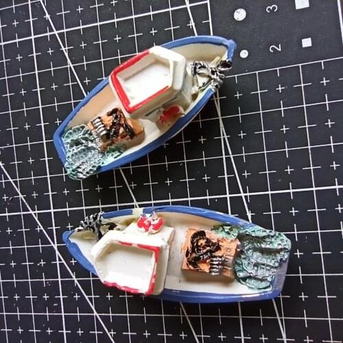 1pcs/lot Resin fishing boat 51mm Ornaments Micro landscape Ornaments Creative Home Gardening Decorations A003-15
