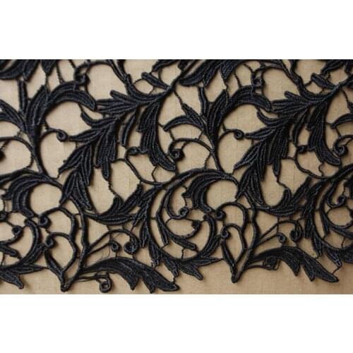 1 yard Black Venise Lace Fabric Guipure Lace Fabric With Retro Floral
