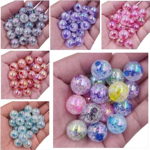 10Pcs Round Crack Big Loose Beads For Jewelry Making Necklace Bracelet 16mm/18mm/20mm Pendant Craft Findings