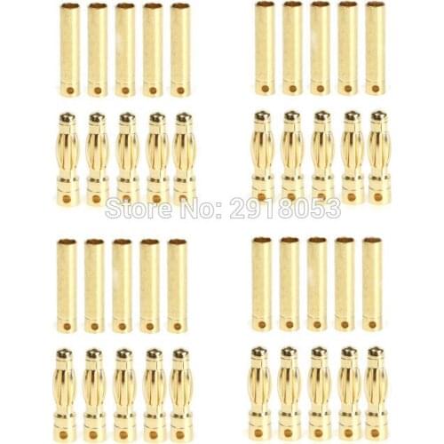 20pair/lot 4.0mm 4mm Gold Bullet Banana Connector Plug for RC Battery