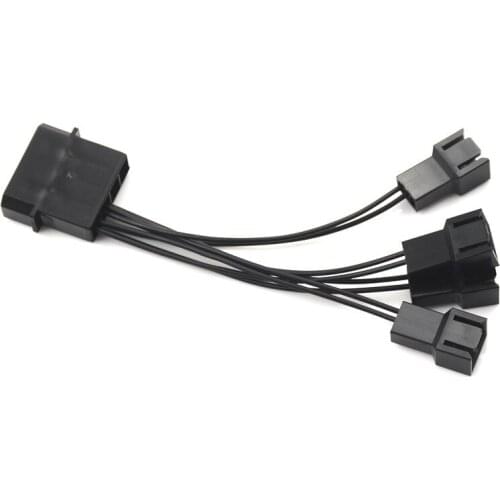 4 Way 3 Pin Computer Power Multi Fan Connector Durable Black Cable Extension Splitter Adapter High Quality Whosesale