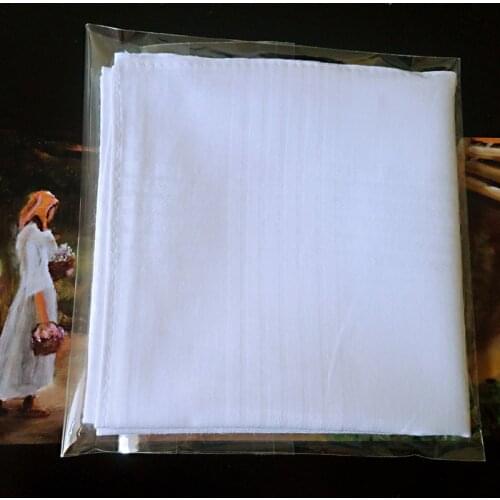 5 pcs/lot 100% Cotton Solid White Men Handkerchief Export item 40cm*40cm [Fast Delivery]