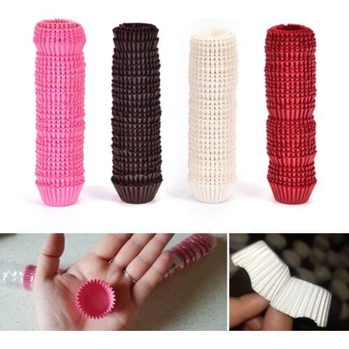 500Pcs/Lot Mini Chocolate Paper Liners Baking Muffin Cake Cupcake Cases Solid Color 2x2cm Wholesale