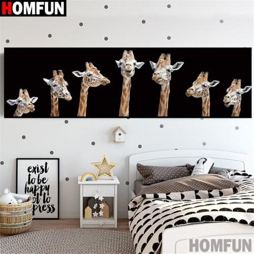 HOMFUN Full Square/Round Drill 5D DIY Diamond Painting "Animal giraffe" 3D Embroidery Cross Stitch 5D Decor Gift A27372