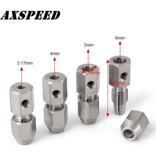 AXSPEED 5PCS/Set RC Boat Flexible Coupling 3.17mm/4mm/5mm/6mm CNC Stainless Steel Flex Collet Coupler