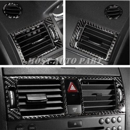 Carbon Fiber Center & Side Air Vent Cover Trim For Benz C Class W204 S204 2007-2010 Car accesories interior Car decoration