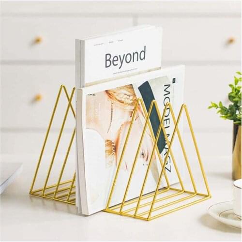 9 Slot White Magazine Holder,Desktop File Sorter Organizer Triangle Bookshelf Decor Home Office