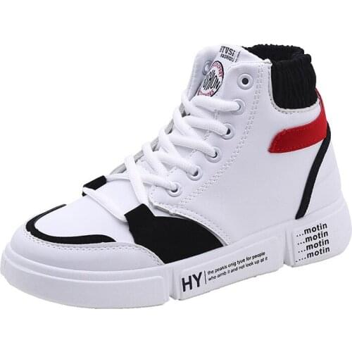 2019 Color Matching Breathable High-top Sneakers Shoes Spring New Korean Version Of The Wild High Casual Flat Bottom Shoes