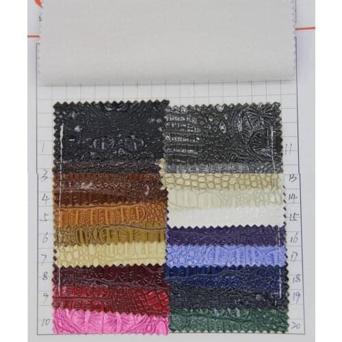 Factory wholesale alligator grain embossed artificial PVC leather fabric glossy crocodile grain leather material
