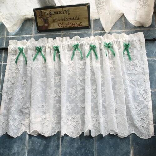 DUNXDECO Short Curtains For Kitchen Flora Cortinas Window Blind Soft Warm Home White Embroidery Cotton Door Rideau Decoration
