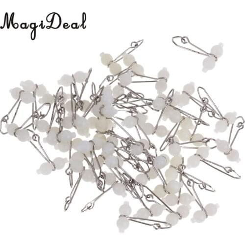 MagiDeal 50 Pcs 3 Way Cross Line Connector Hooked Fishing Swivels with Luminous Glow Gourd Shape Fishing Tackle Rolling Snap