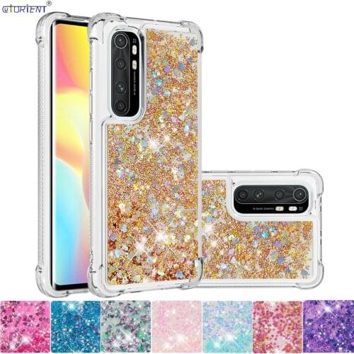For Xiaomi Mi Note 10 Lite Cute Bling Flow Liquid Quicksand Fitted Phone Case Xaomi Xiomi Mi Note10 10Lite Glitter Bumper Cover