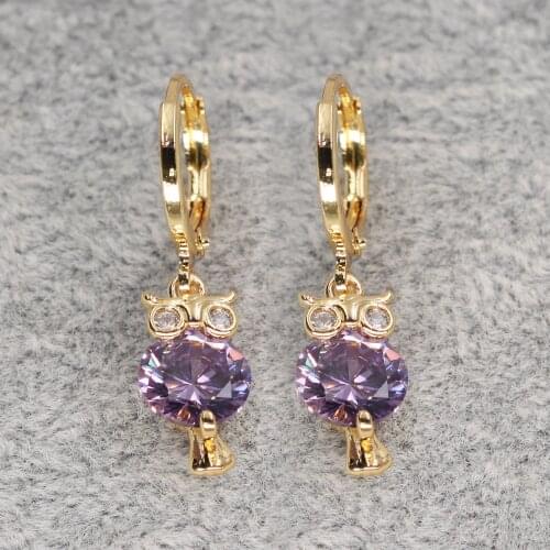Trendy Bohemian Drop Earrings for Women Gold Filled lavender Zircon Earrings Gold Bee Shape Earring Wedding Jewelry Accessories