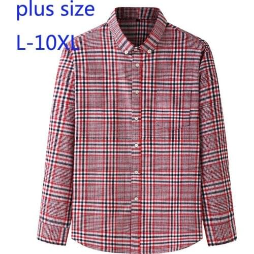 New Arrival Suepr Large Plaid Flannel Cotton Spring And Autumn Young Men Fashionable Long Sleeve Casual Shirts Plus Size L-10XL