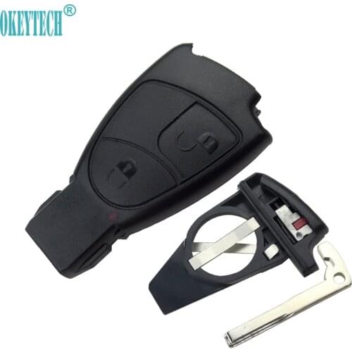 OkeyTech 2 Button Replacement Car Smart Remote Key Fob Shell Case With Battery Holder Key Blade For MERCEDES for BENZ C E B S CL