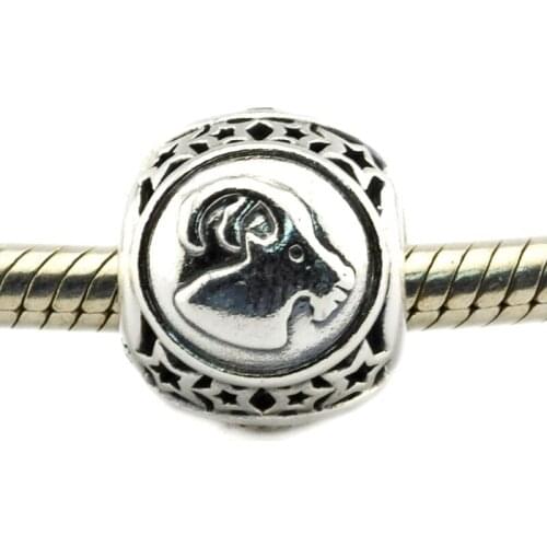 2016 Autumn Capricorn Star Sign Openwork Vintage Charms Fits Silver Charms Bracelet Authentic 925 Sterling Silver Round Bead