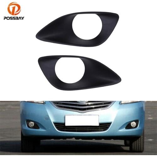 POSSBAY 2Pcs Car Front Fog Lamp Cover Bumper Black Foglight Frame Auto Accessories Decoration Parts for Toyota Belta 2006-2012