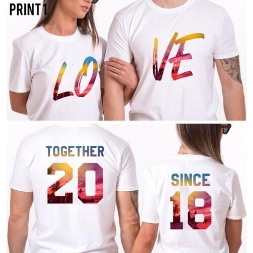 Customized Together Since Shirts Personalized Couple Short Sleeve Shirts UNISEX Anniversary Gift Ideas Matching Tops Cotton