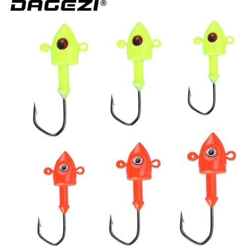 DAGEZI Lead Jig Head Hook 7g/10g/14g 2pcs/lot Lead Fishing hook Red/Yellow GrankHook Soft Worm Carp Fishing Tackle