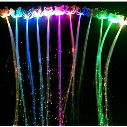 50pcs/lot Led Hair Flash Colorful Optical Fiber Hair Braid Butterfly Glow Hair Clips Party Wedding Decoration Glow In The Dark