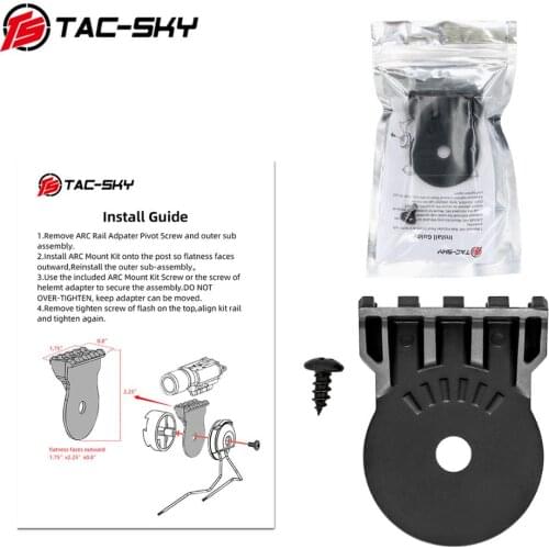 TAC-SKY hunting noise reduction tactical headset helmet bracket ARC track adapter tactical flashlight mounting kit platform BK