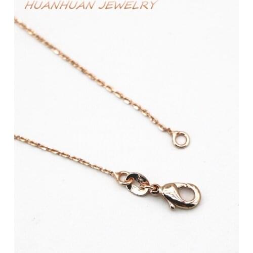 Exquisite Rose Gold-Color Copper Stainless Steel Link Chain Necklace For Women 1mm Chains Choker Lady Jewelry 18inch B3370