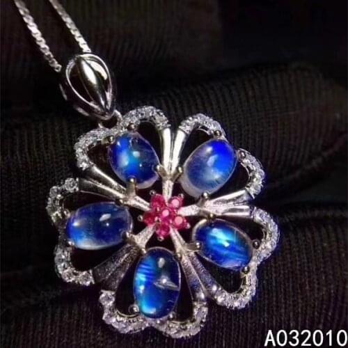 KJJEAXCMY Fine Jewelry 925 Sterling Silver inlaid Natural Moonstone Female Pendant Necklace trendy Support Detection