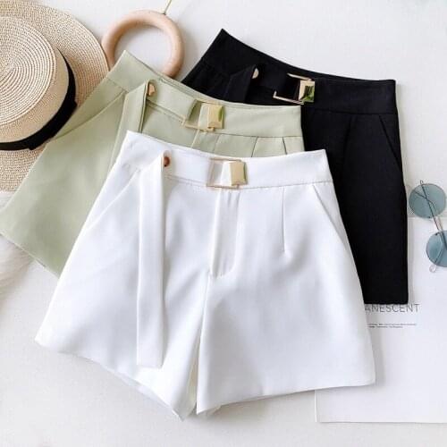 2020 Spring Summer Korean Suit Shorts Women Solid Brief Design Lady Work Office Casual High Waist Wide Leg Shorts Skirts