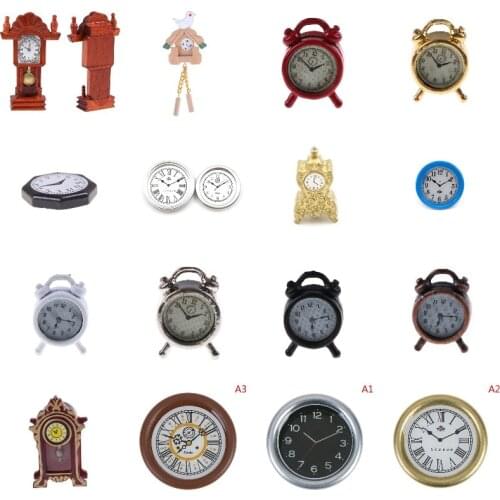 1:12 Dollhouse Miniature Wall Clock Desk clock Play Doll House Miniaturas Home Decor Accessories Toy Pretend Play Furniture Toy
