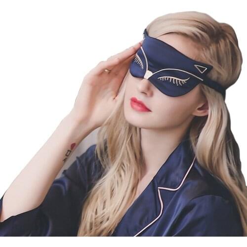 100% Natural Silk Sleeping Eye Mask Cute Fox Mask Cover Patch Sleeping Mask Eyemask Blindfolds Travel Relax Rest Women Men