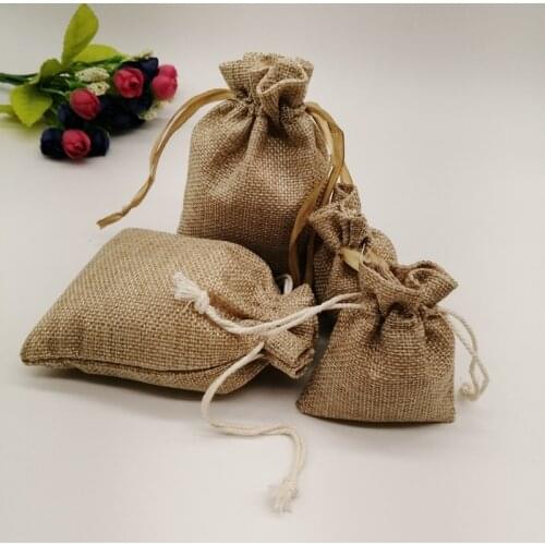 20pcs Fabric Jute Bags Gift Packaging Bag Gift Bag Drawstring Cotton Bag for Christmas Party Wedding Jewelry Pouch Diy Handmade