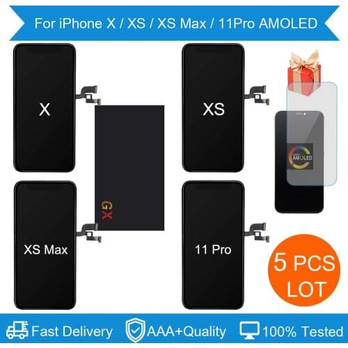 5Pcs Quality AAA Gx AMOLED No Dead Pixel For iPhone X XS Max 11 LCD Display Touch Screen Digitizer Assembly Replacement Pantalla