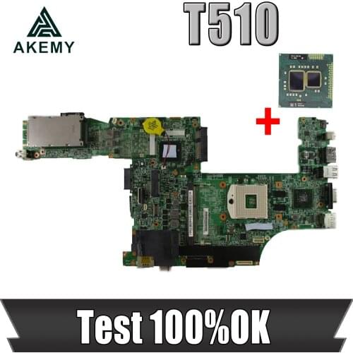 Akemy For Lenovo Thinkpad T510 Laptop Motherboard NVS 3100M 63Y1878 48.4CU06.031 48.4CU02.051 Main Board Free cpu