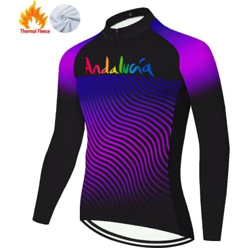 Andalucia Winter Thermal Fleece Cyclisme Maglia Cycliste Jersey Hombre Maillot Homme Camiseta Ciclismo Ciclismo Masculino