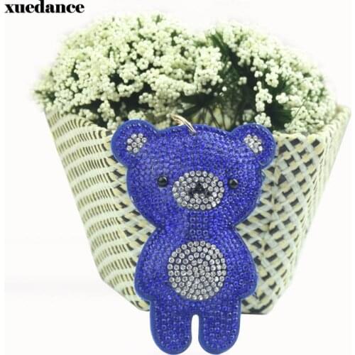 Cute Bear Leather Tassel Keyrings Keychains Full Crystal Rhinestone Beads Car Handbag Pendant Key Chian Ring Holder