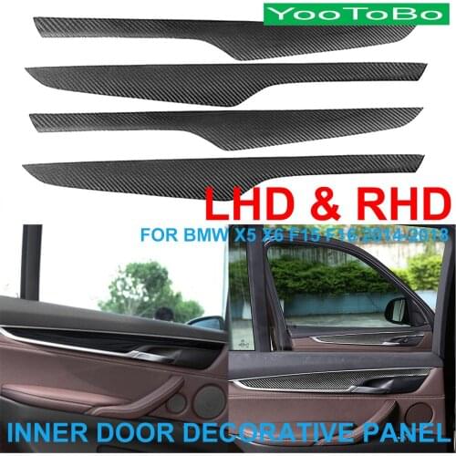 LHD RHD Car Styling Real Carbon Fiber Inner Interior Door Decorative Panel Cover Trim Sticker For BMW X5 X6 F15 F16 2014-2018